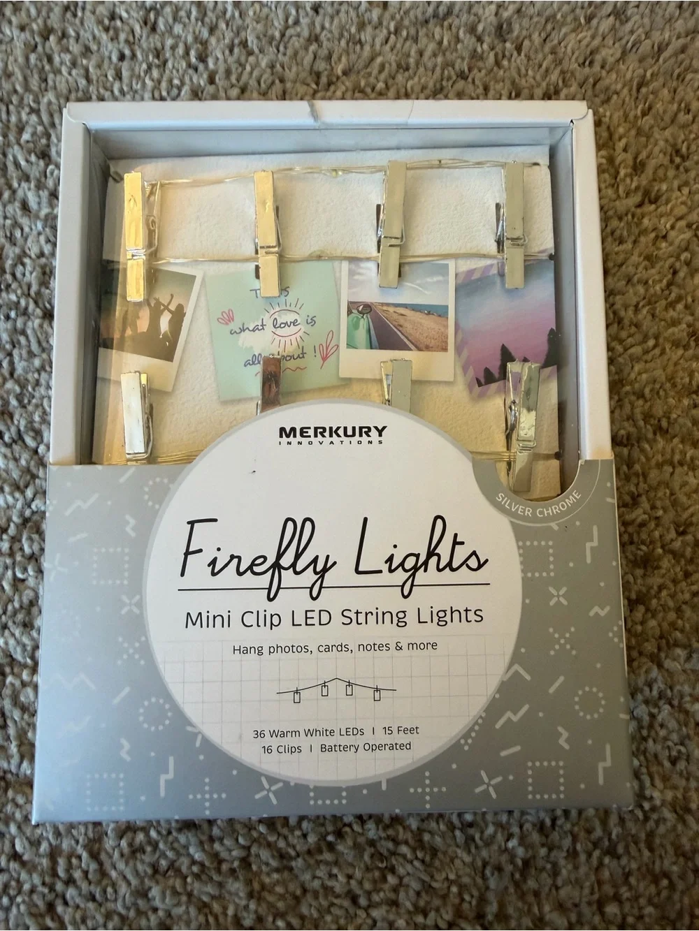 Merkury Innovations Firefly Lights Mini Clip LED String Lights - Silver Chrome